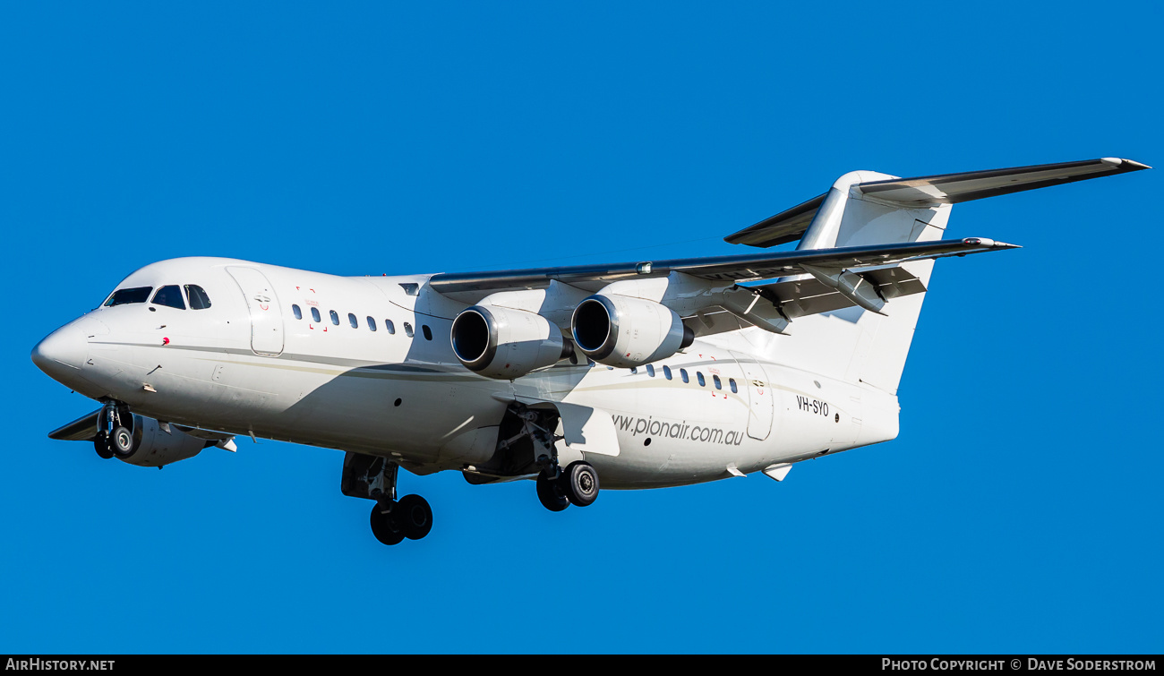 Aircraft Photo of VH-SYO | British Aerospace BAe-146-200A | Pionair | AirHistory.net #456924