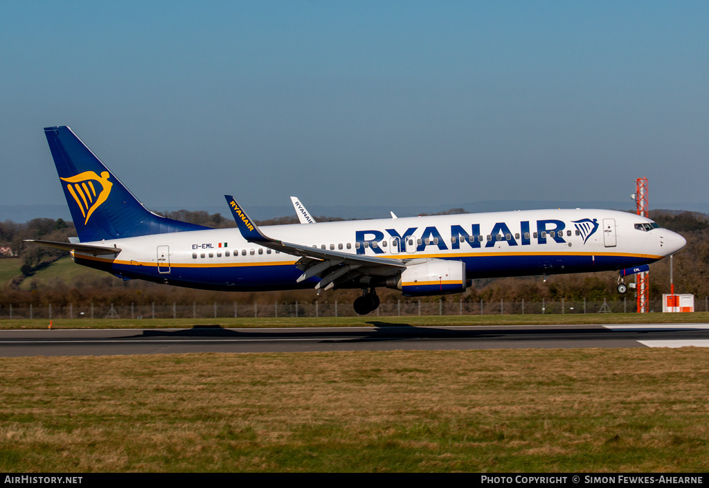 Aircraft Photo of EI-EML | Boeing 737-8AS | Ryanair | AirHistory.net #457246