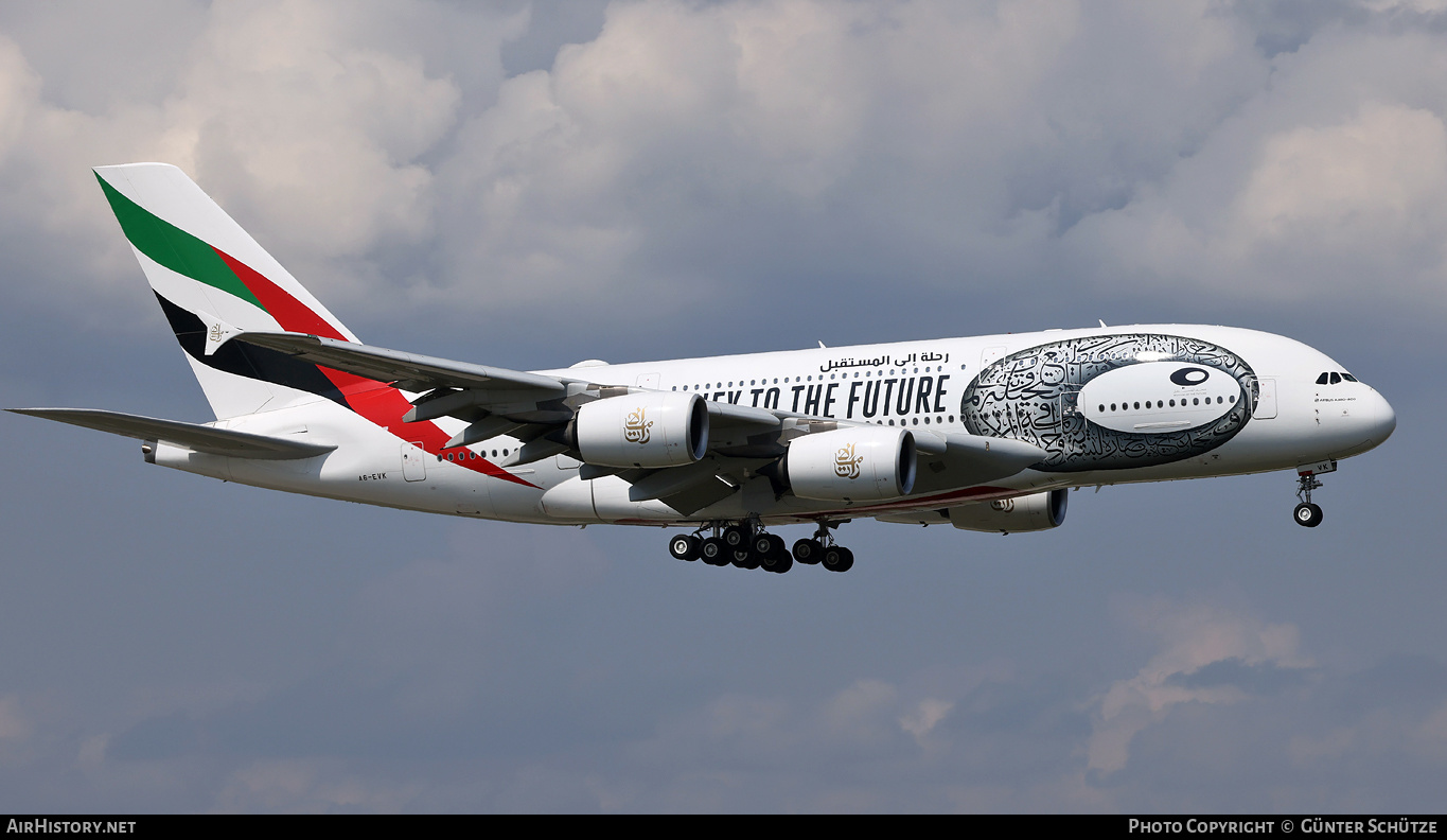 Aircraft Photo of A6-EVK | Airbus A380-842 | Emirates | AirHistory.net #458867