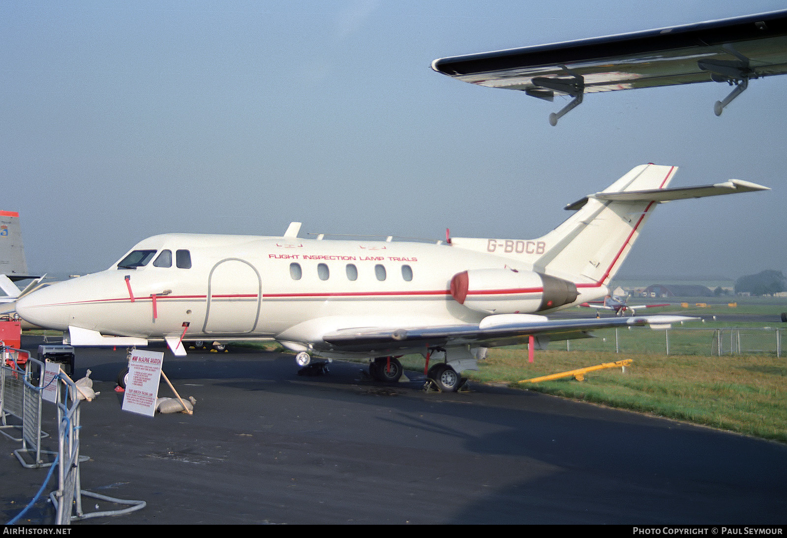 Aircraft Photo of G-BOCB | Hawker Siddeley HS-125-1B/522 | Flight Inspection Lamp Trials | AirHistory.net #460487