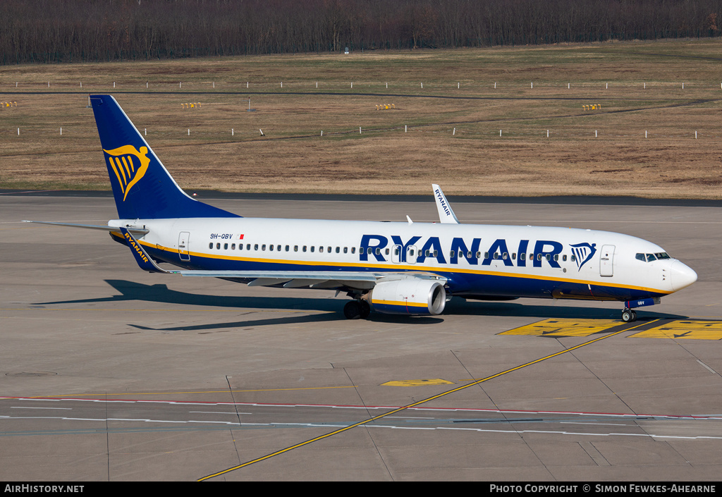 Aircraft Photo of 9H-QBV | Boeing 737-8AS | Ryanair | AirHistory.net #460791