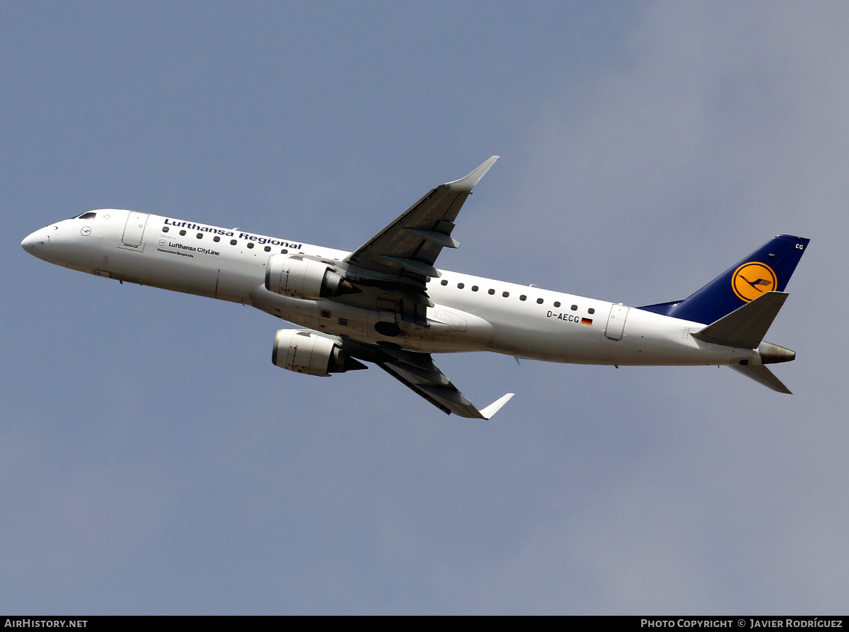 Aircraft Photo of D-AECG | Embraer 190LR (ERJ-190-100LR) | Lufthansa Regional | AirHistory.net #460803