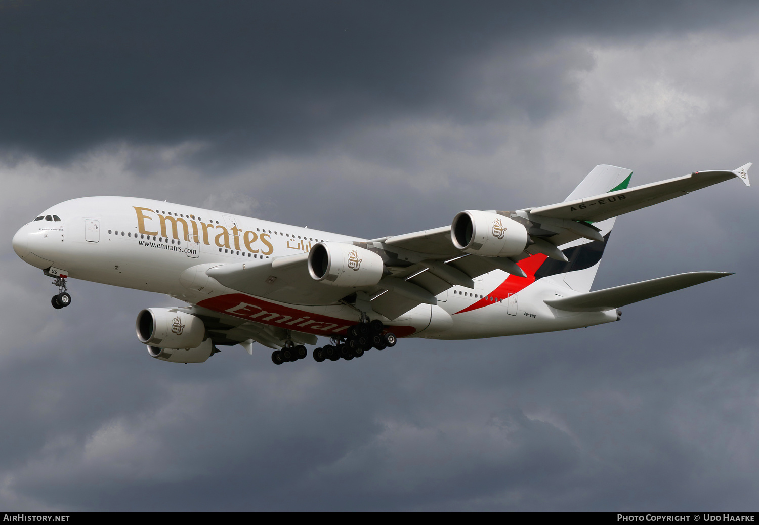 Aircraft Photo of A6-EUB | Airbus A380-861 | Emirates | AirHistory.net #463941