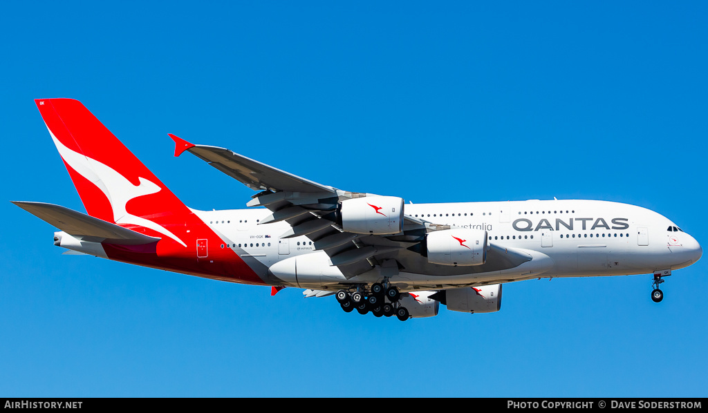 Aircraft Photo of VH-OQK | Airbus A380-842 | Qantas | AirHistory.net #465906