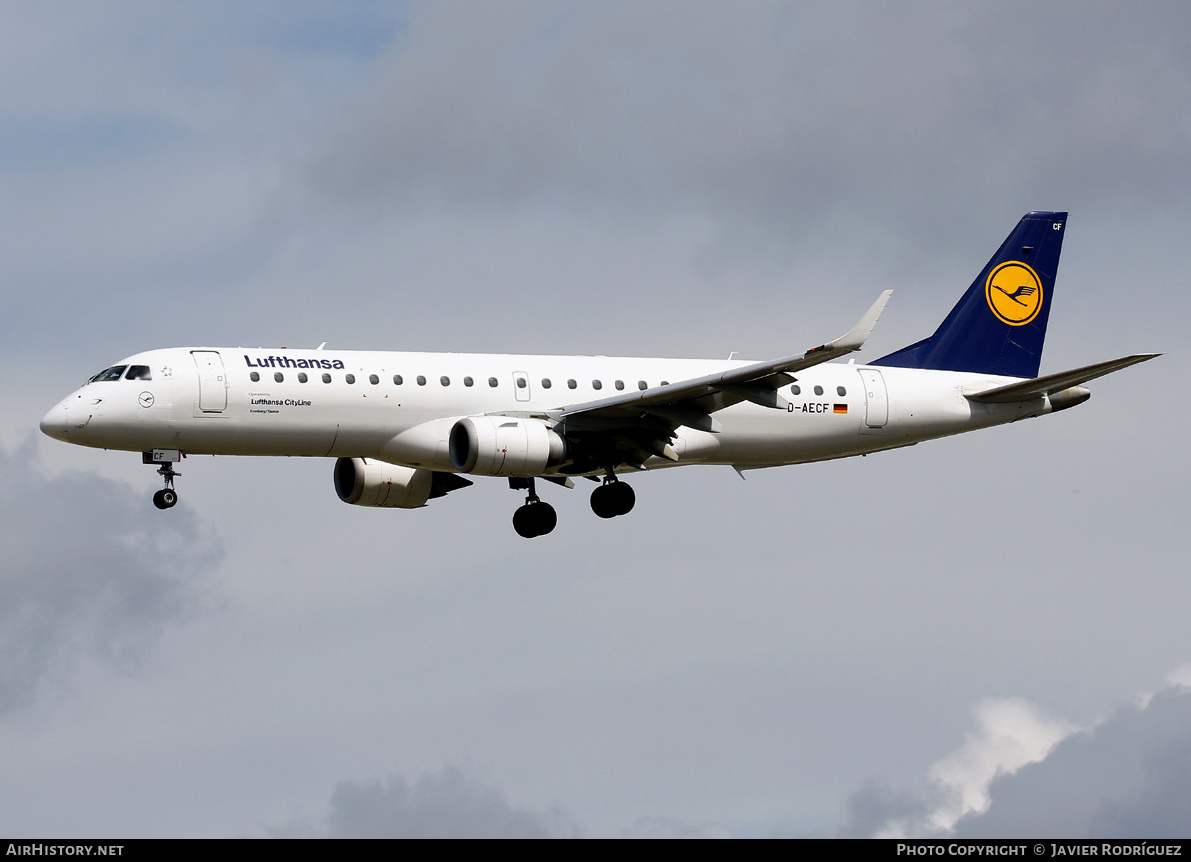 Aircraft Photo of D-AECF | Embraer 190LR (ERJ-190-100LR) | Lufthansa | AirHistory.net #470286