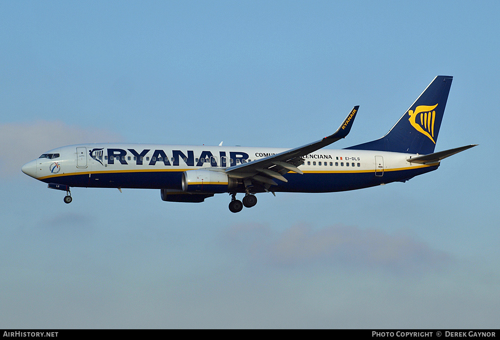Aircraft Photo of EI-DLS | Boeing 737-8AS | Ryanair | AirHistory.net #470349