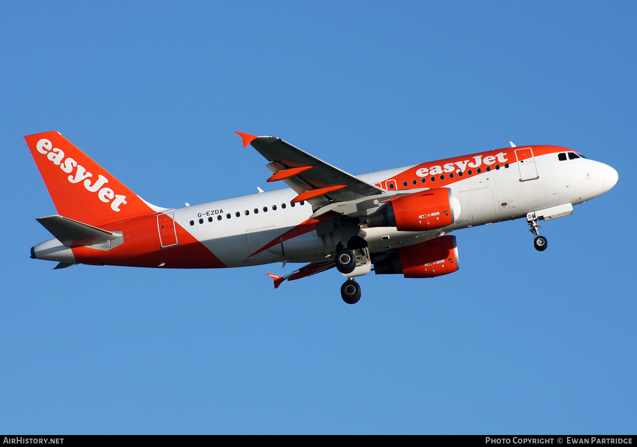 Aircraft Photo of G-EZDA | Airbus A319-111 | EasyJet | AirHistory.net #471027