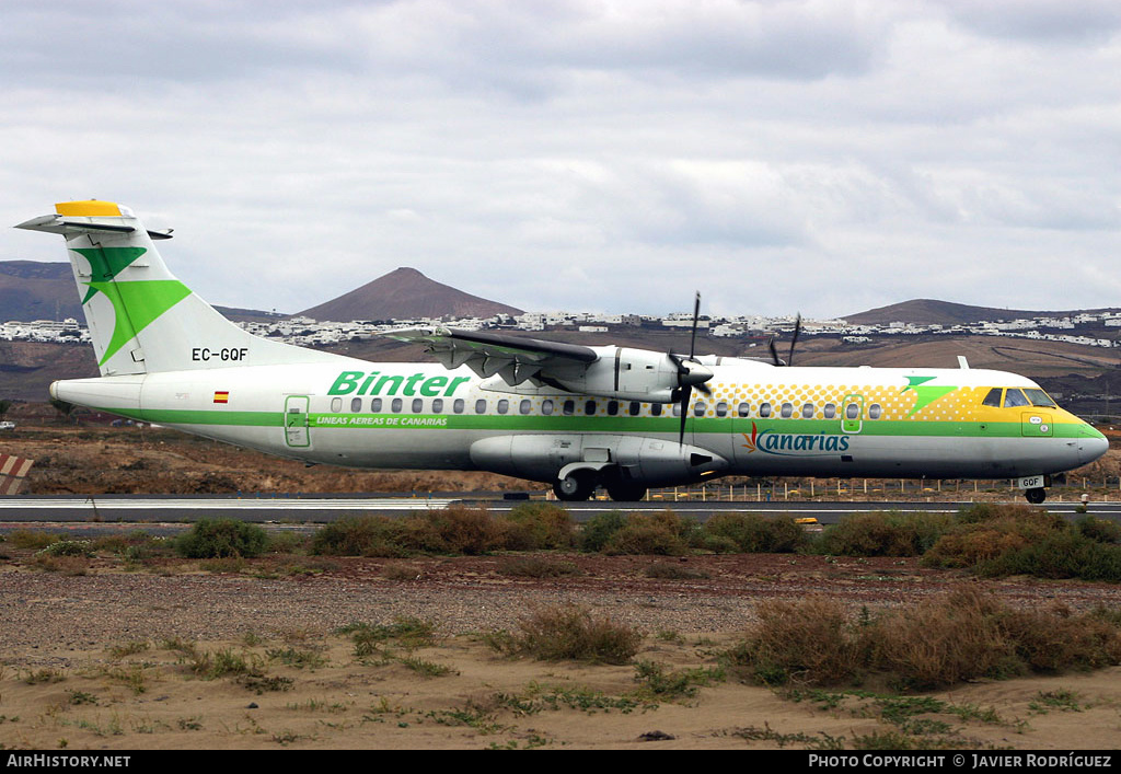 Aircraft Photo of EC-GQF | ATR ATR-72-202 | Binter Canarias | AirHistory.net #472282