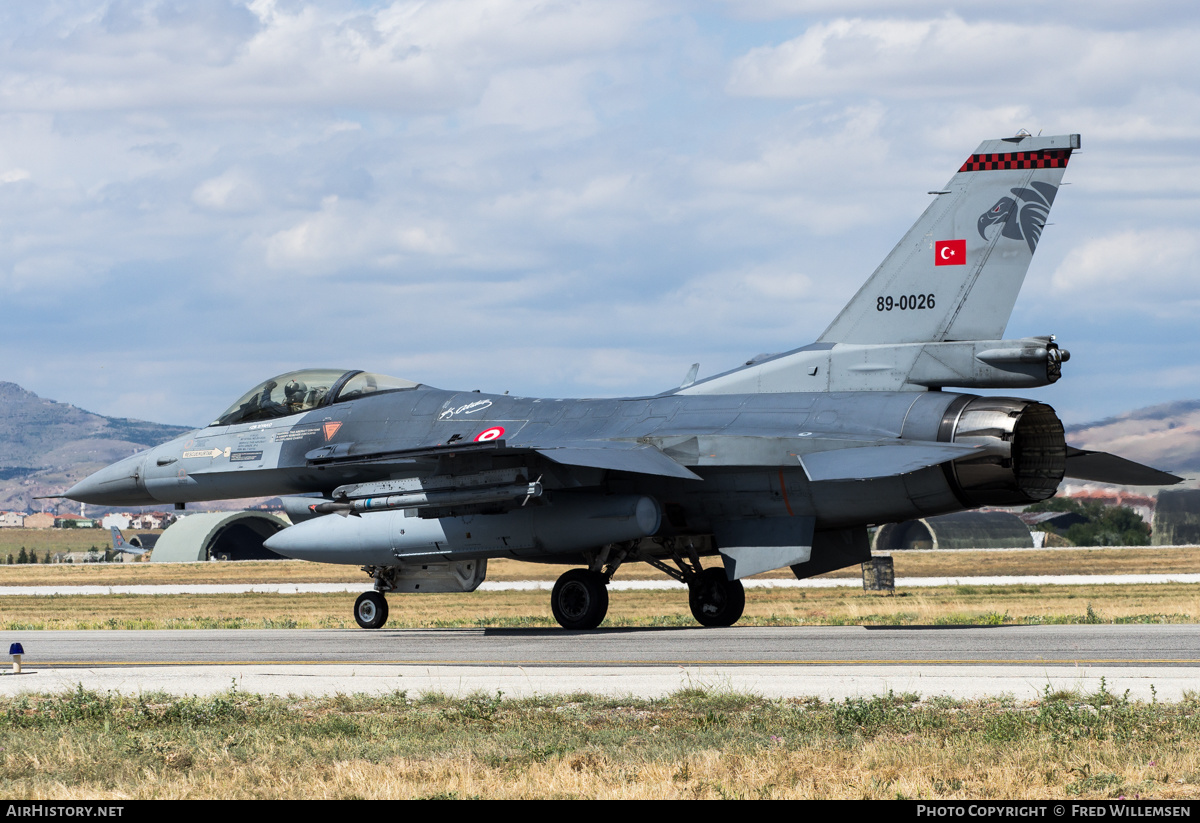 Aircraft Photo of 89-0026 | General Dynamics F-16CG Night Falcon | Turkey - Air Force | AirHistory.net #474831