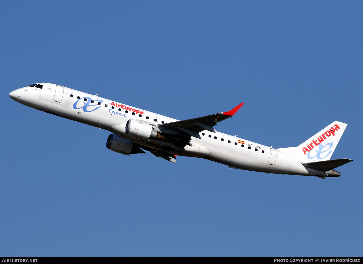 Aircraft Photo of EC-LEK | Embraer 195LR (ERJ-190-200LR) | Air Europa Express | AirHistory.net #479143