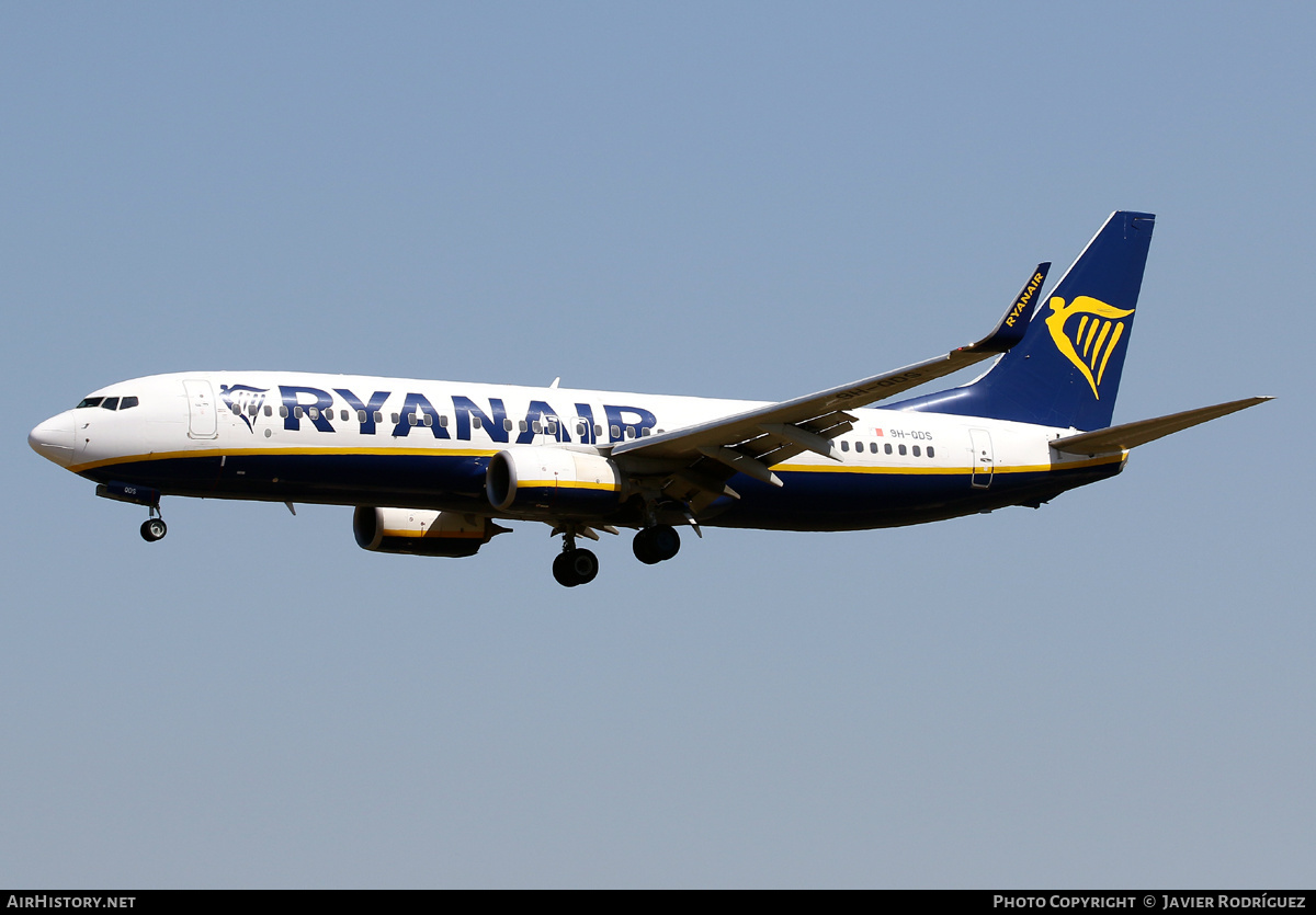 Aircraft Photo of 9H-QDS | Boeing 737-800 | Ryanair | AirHistory.net #479523