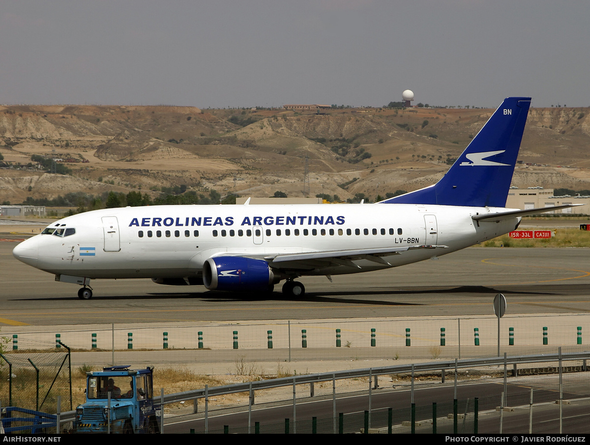 Aircraft Photo of LV-BBN | Boeing 737-5H6 | Aerolíneas Argentinas | AirHistory.net #482475