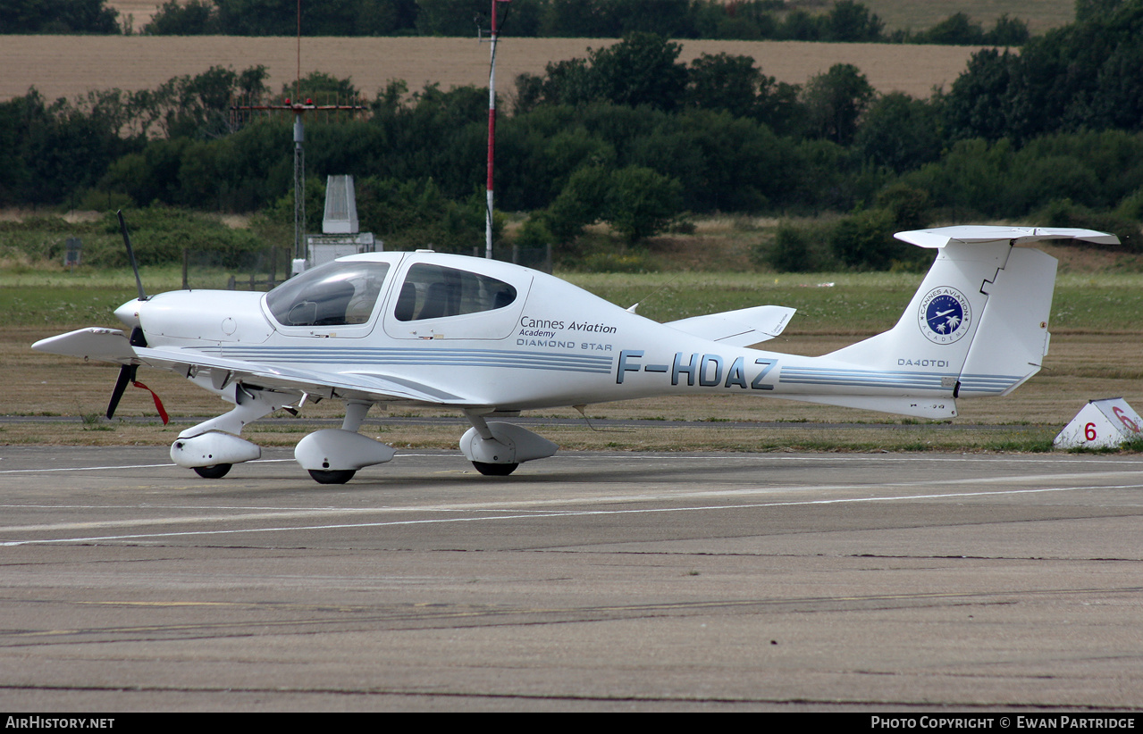 Aircraft Photo of F-HDAZ | Diamond DA40D Diamond Star TDI | Cannes Aviation | AirHistory.net #483706