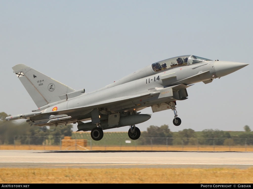 Aircraft Photo of CE.16-14 / 10015 | Eurofighter EF-2000 Typhoon T | Spain - Air Force | AirHistory.net #483716