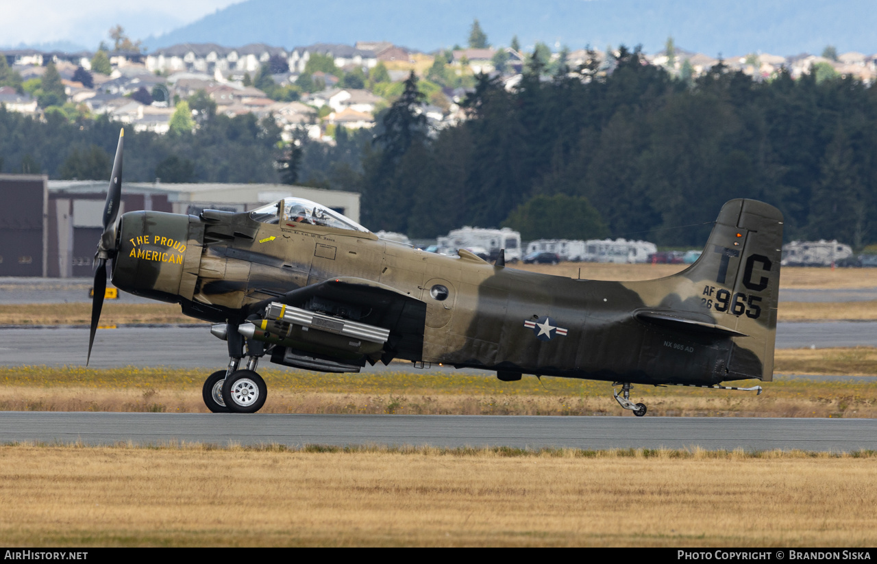 Aircraft Photo of N965AD / NX965AD / AF26-965 | Douglas A-1D Skyraider (AD-4NA) | USA - Air Force | AirHistory.net #484091