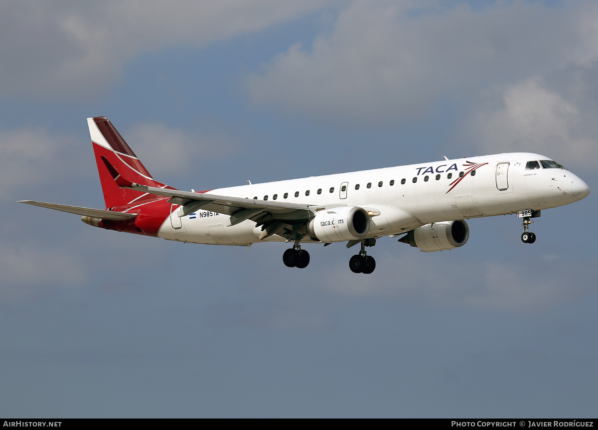 Aircraft Photo of N985TA | Embraer 190AR (ERJ-190-100IGW) | TACA - Transportes Aéreos Centro Americanos | AirHistory.net #484612