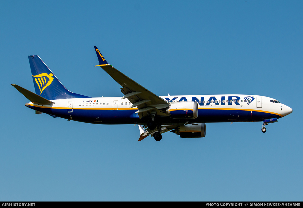 Aircraft Photo of EI-HEV | Boeing 737-8200 Max 200 | Ryanair | AirHistory.net #485267