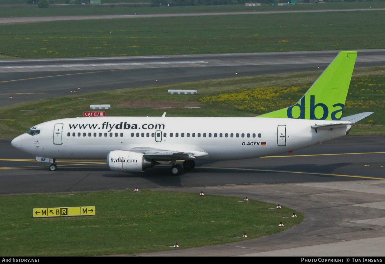Aircraft Photo of D-AGEK | Boeing 737-3M8 | DBA - Deutsche BA | AirHistory.net #485307