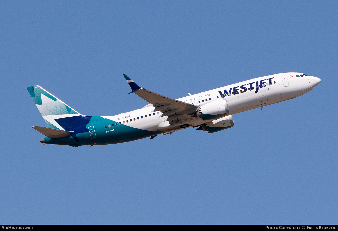 Aircraft Photo of C-GZSG | Boeing 737-8 Max 8 | WestJet | AirHistory.net #486202
