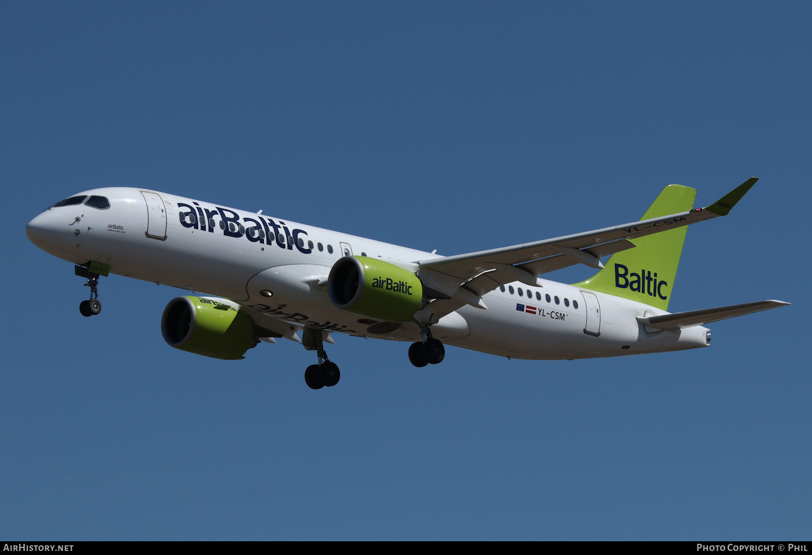 Aircraft Photo of YL-CSM | Airbus A220-371 (BD-500-1A11) | AirBaltic | AirHistory.net #487322