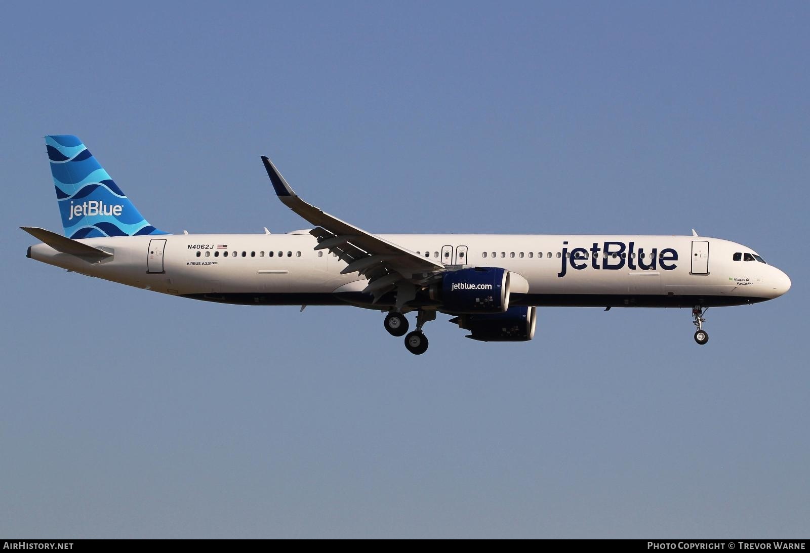 Aircraft Photo of N4062J | Airbus A321-271NX | JetBlue Airways | AirHistory.net #487753