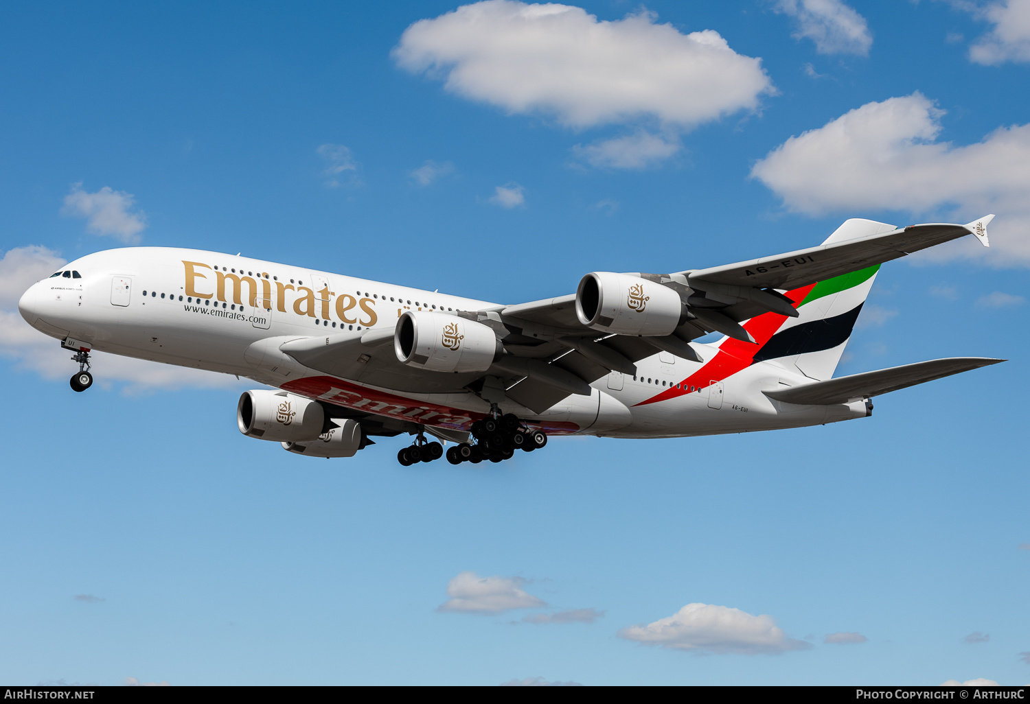 Aircraft Photo of A6-EUI | Airbus A380-861 | Emirates | AirHistory.net #488908