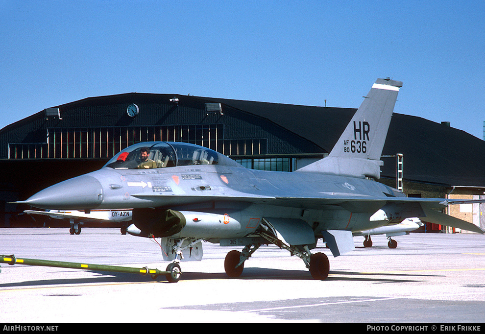 Aircraft Photo of 80-0636 / AF80-636 | General Dynamics F-16B Fighting Falcon | USA - Air Force | AirHistory.net #489082
