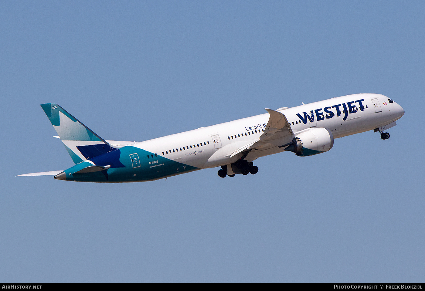 Aircraft Photo of C-GYRS | Boeing 787-9 Dreamliner | WestJet | AirHistory.net #489427