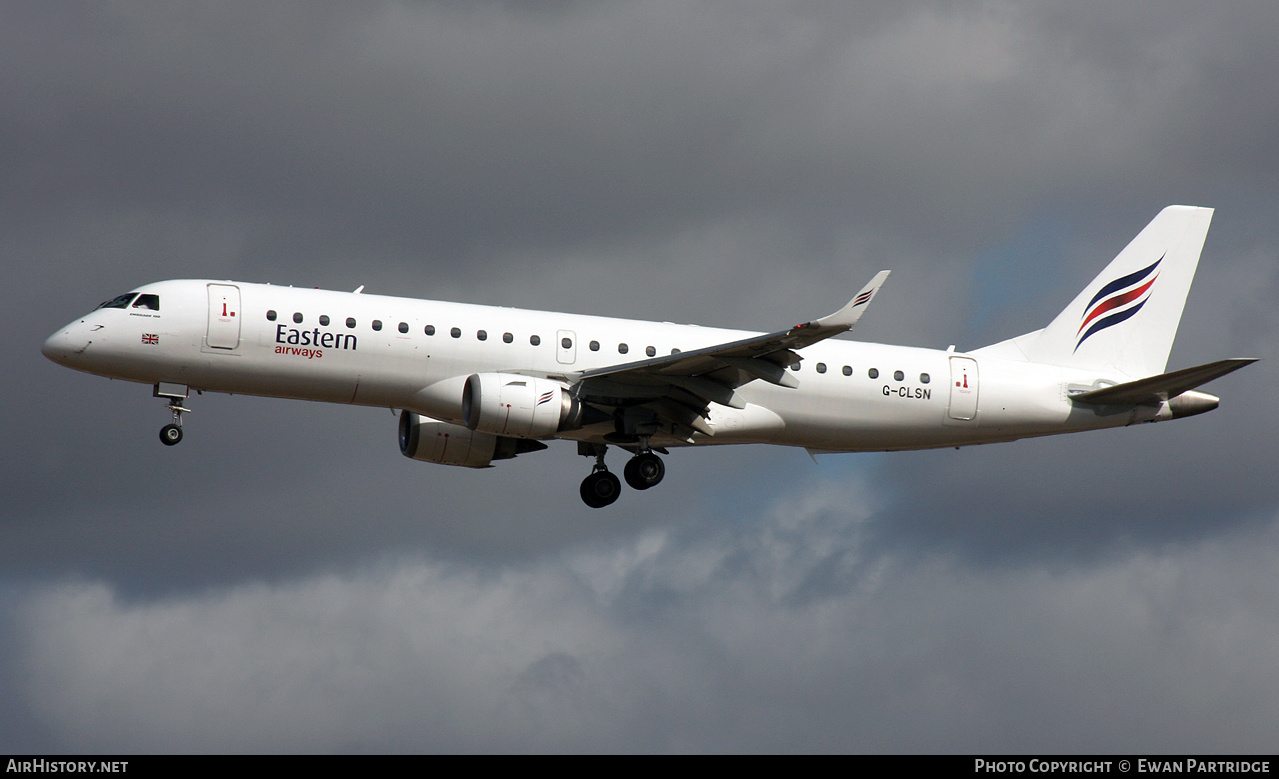 Aircraft Photo of G-CLSN | Embraer 190LR (ERJ-190-100LR) | Eastern Airways | AirHistory.net #490964