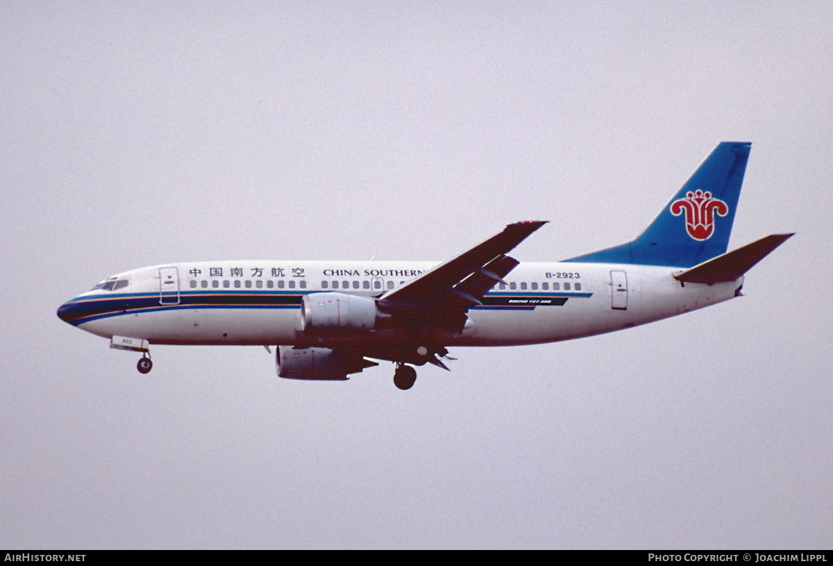 Aircraft Photo of B-2923 | Boeing 737-31B | China Southern Airlines | AirHistory.net #492949