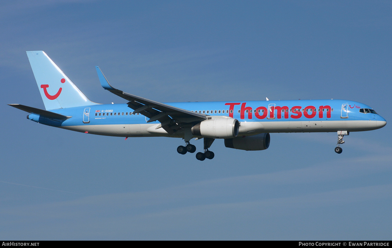 Aircraft Photo of G-OOBD | Boeing 757-28A | Thomson Airways | AirHistory.net #493865