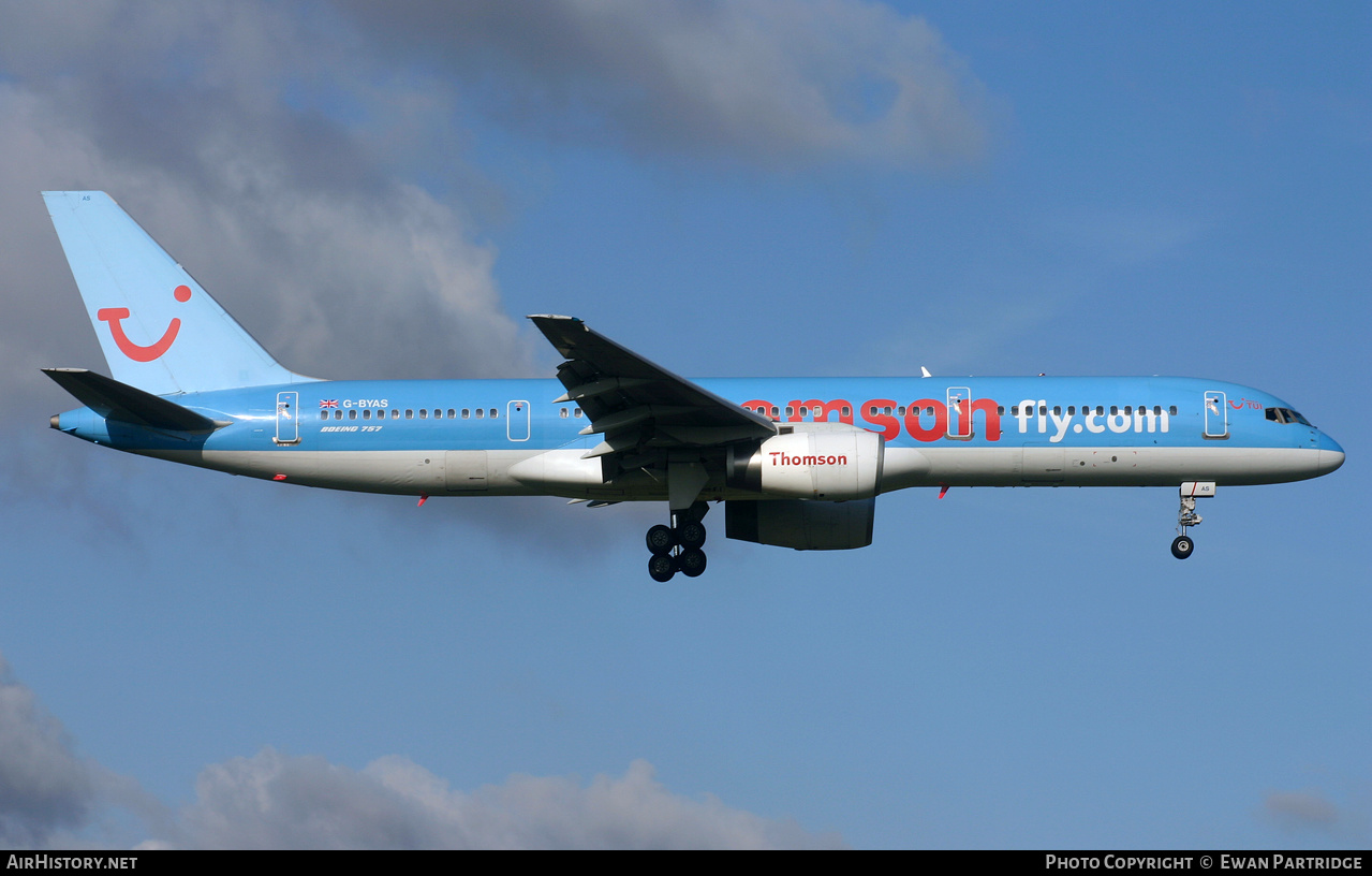 Aircraft Photo of G-BYAS | Boeing 757-204 | Thomsonfly | AirHistory.net #495509