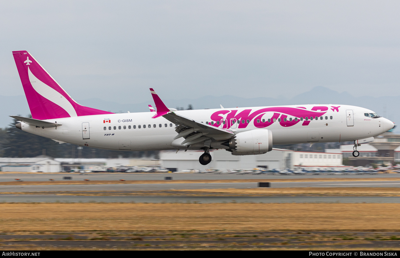 Aircraft Photo of C-GISM | Boeing 737-8 Max 8 | Swoop | AirHistory.net #496357