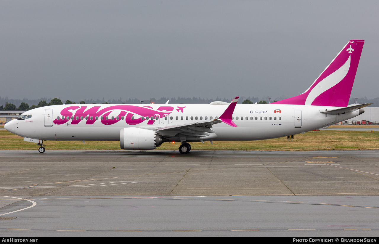 Aircraft Photo of C-GORP | Boeing 737-8 Max 8 | Swoop | AirHistory.net #496359