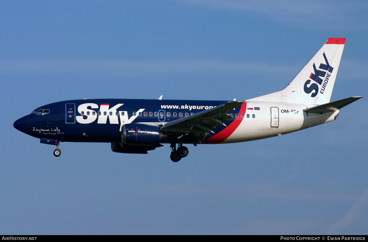 Aircraft Photo of OM-SEF | Boeing 737-5Y0 | SkyEurope Airlines | AirHistory.net #496458