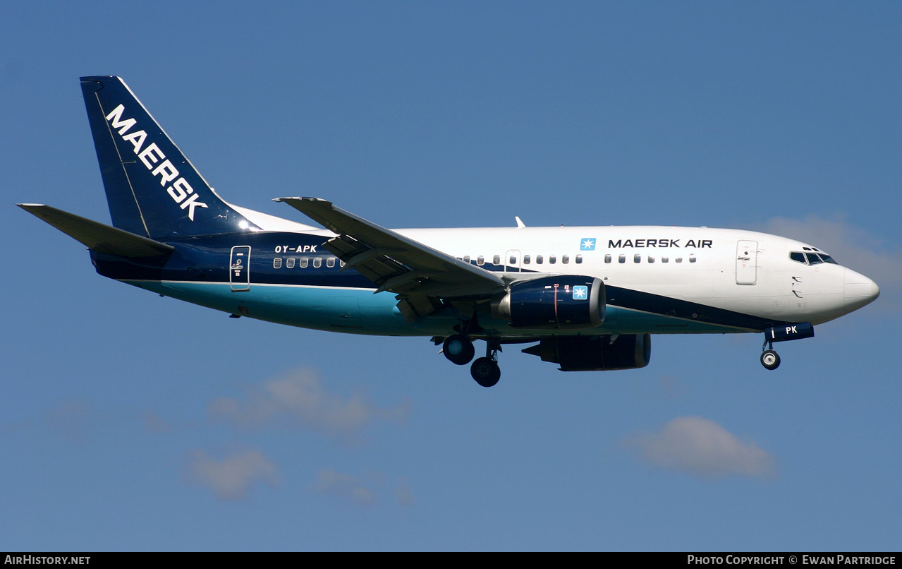 Aircraft Photo of OY-APK | Boeing 737-5L9 | Maersk Air | AirHistory.net #496541