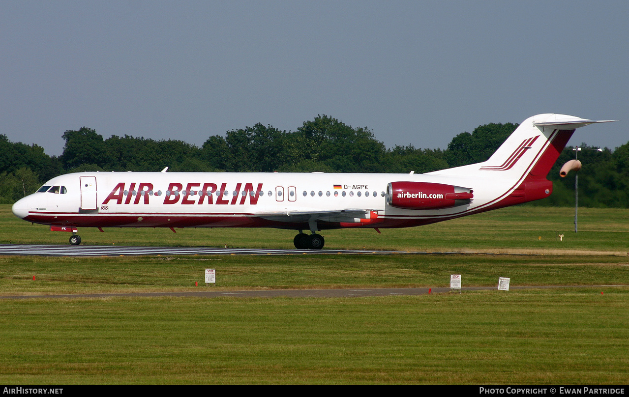 Aircraft Photo of D-AGPK | Fokker 100 (F28-0100) | Air Berlin | AirHistory.net #497562