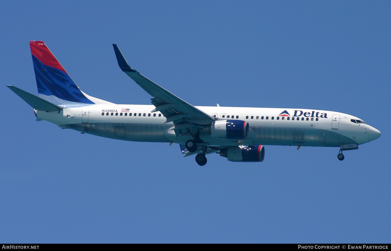 Aircraft Photo of N398DA | Boeing 737-832 | Delta Air Lines | AirHistory.net #497664