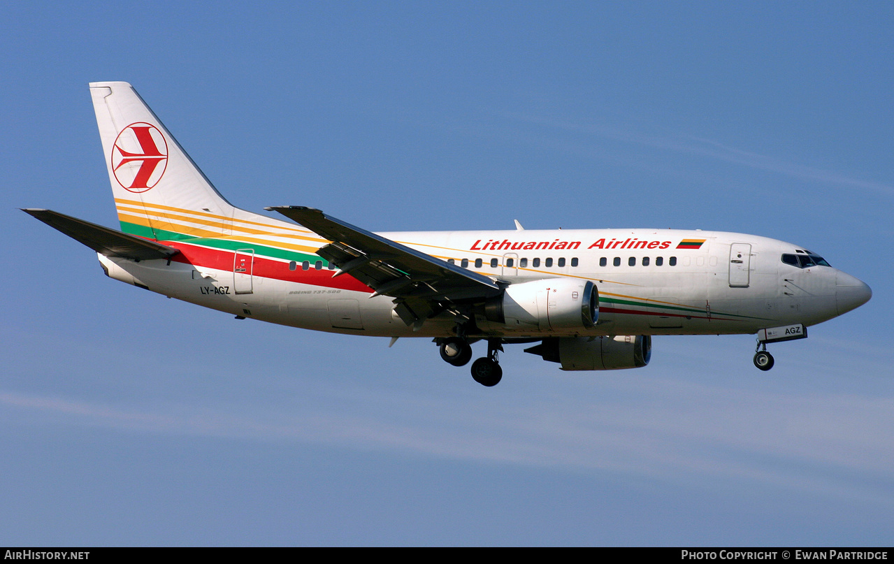 Aircraft Photo of LY-AGZ | Boeing 737-524 | Lithuanian Airlines | AirHistory.net #498238