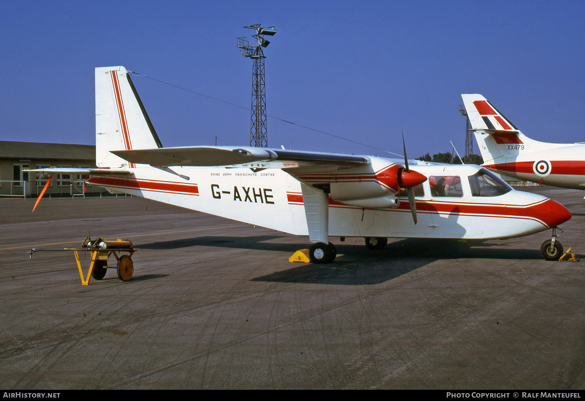 Aircraft Photo of G-AXHE | Britten-Norman BN-2A Islander | Rhine Army Parachute Centre | AirHistory.net #498286