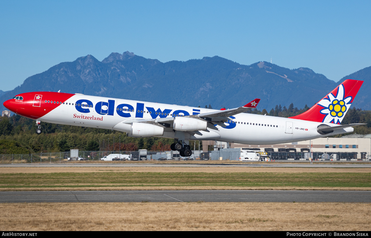 Aircraft Photo of HB-JMD | Airbus A340-313 | Edelweiss Air | AirHistory.net #499981