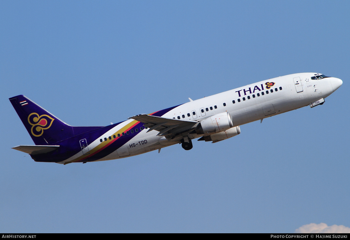 Aircraft Photo of HS-TDD | Boeing 737-4D7 | Thai Airways International | AirHistory.net #500715