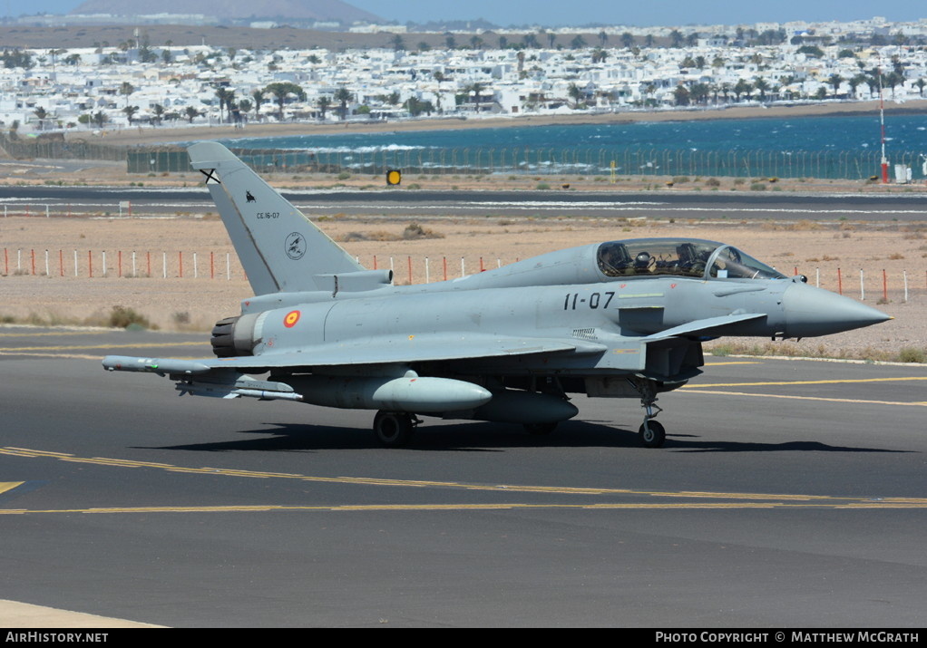 Aircraft Photo of CE.16-07 | Eurofighter EF-2000 Typhoon T | Spain - Air Force | AirHistory.net #502400