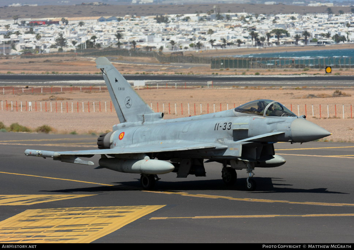 Aircraft Photo of C.16-33 | Eurofighter EF-2000 Typhoon ... | Spain - Air Force | AirHistory.net #502601