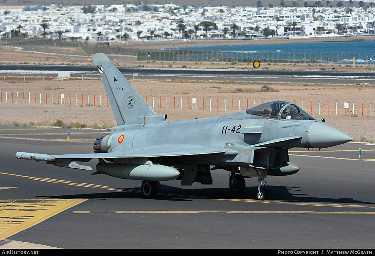 Aircraft Photo of C.16-42 | Eurofighter EF-2000 Typhoon | Spain - Air Force | AirHistory.net #502637