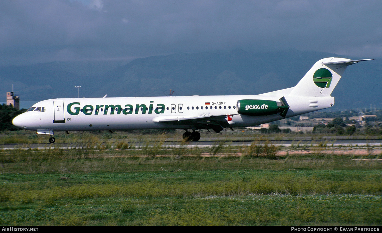 Aircraft Photo of D-AGPF | Fokker 100 (F28-0100) | Germania | AirHistory.net #503189