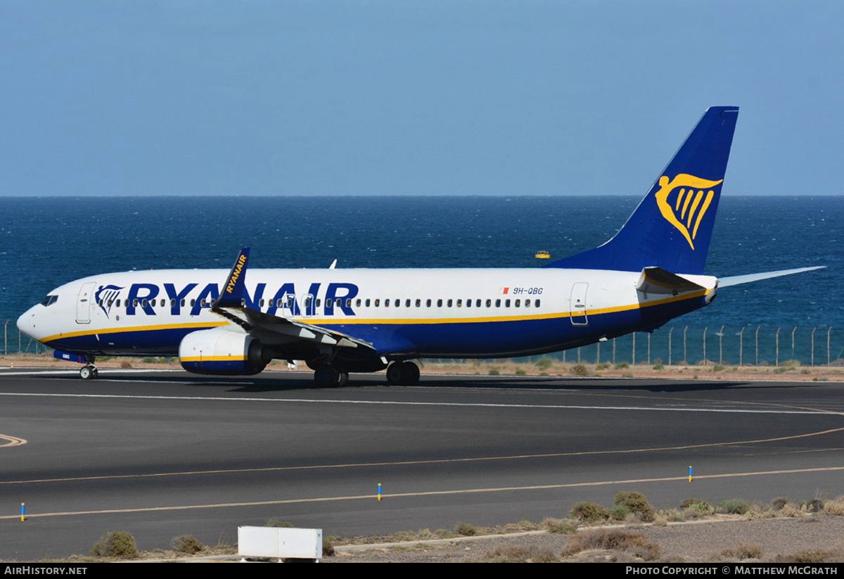 Aircraft Photo of 9H-QBG | Boeing 737-800 | Ryanair | AirHistory.net #503302