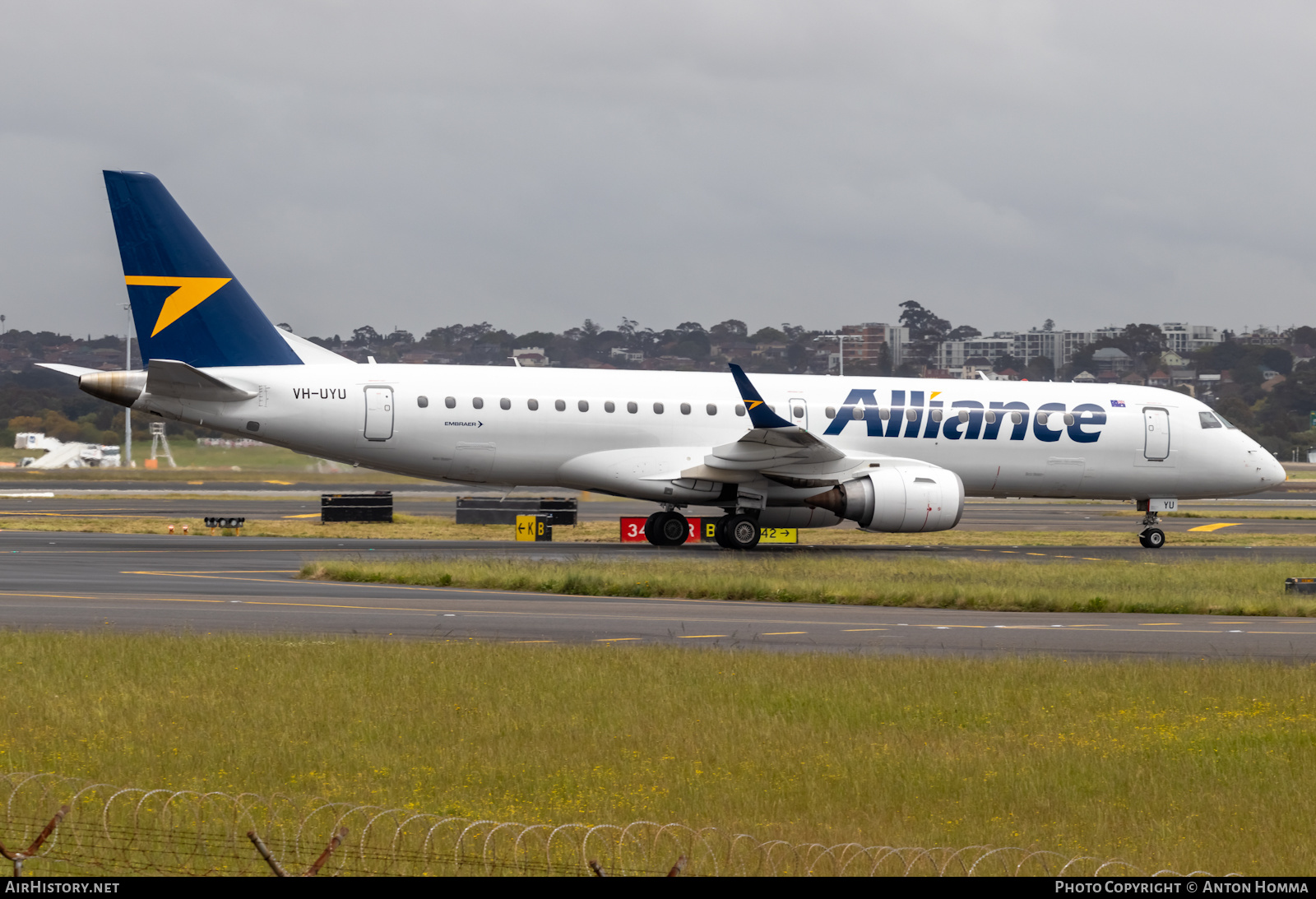 Aircraft Photo of VH-UYU | Embraer 190AR (ERJ-190-100IGW) | Alliance Airlines | AirHistory.net #503426