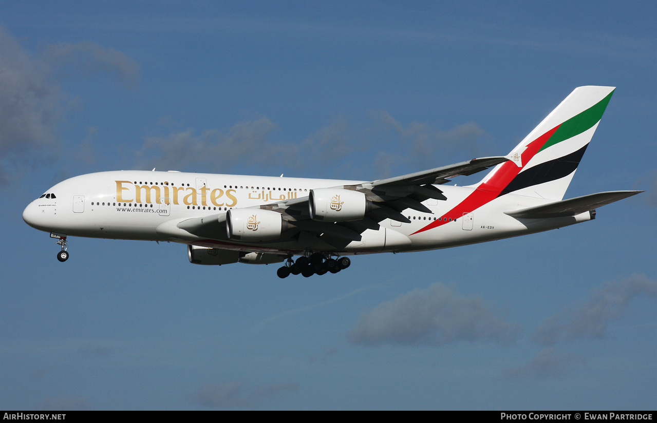 Aircraft Photo of A6-EDV | Airbus A380-861 | Emirates | AirHistory.net #503524