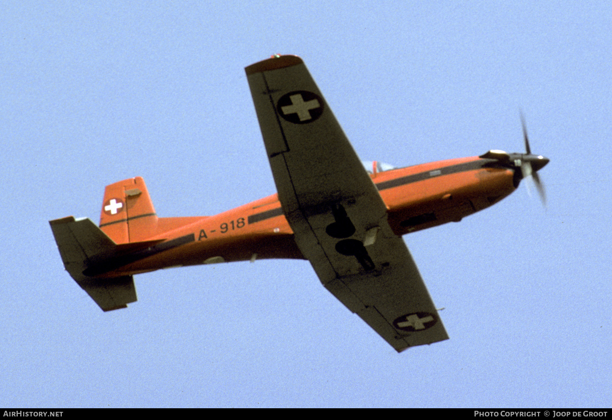 Aircraft Photo of A-918 | Pilatus PC-7 | Switzerland - Air Force | AirHistory.net #504783